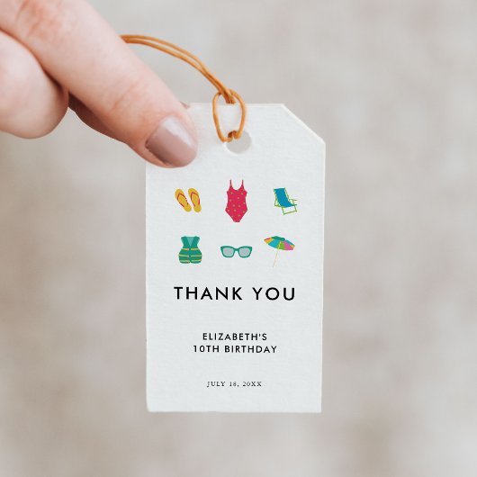 プールパーティーミニマル誕生日シンプルカラフルCute ギフトタグ