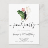 プールパーティーモダン誕生日 インビテーションポストカード (正面)