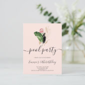 プールパーティーモダン誕生日 インビテーションポストカード (スタンド正面)