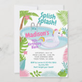プールパーティーユニコーンアイルデイ招待状 招待状 (正面)