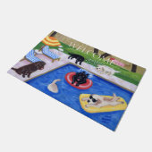 プールパーティーラブラドール絵画おもしろい ドアマット (アングル)