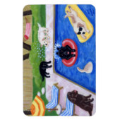 プールパーティーラブラドール絵画おもしろい マグネット (縦)