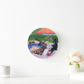 プールパーティーラブラドール絵画2 ラウンド壁時計 (ホーム)