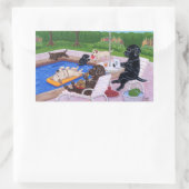 プールパーティーラブラドール絵画2 長方形シール (バッグ)