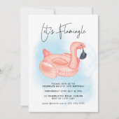 プールパーティーレッツフラミンゴフラミンゴ10代の誕生日 招待状 (正面)