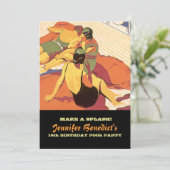 プールパーティーヴィンテージカスタムイラストレーション招待状 招待状 (スタンド正面)