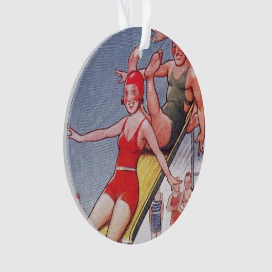 プールパーティーヴィンテージスイミングサマー オーナメント (正面)