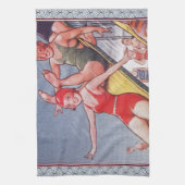 プールパーティーヴィンテージスイミングサマー キッチンタオル (縦)