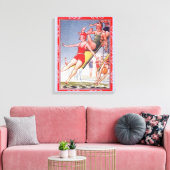 プールパーティーヴィンテージスイミングサマー キャンバスプリント (インサイチュ (リビング))