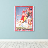 プールパーティーヴィンテージスイミングサマー キャンバスプリント (インサイチュ (ウッドフロア))