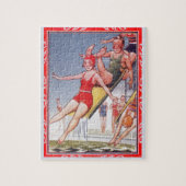 プールパーティーヴィンテージスイミングサマー ジグソーパズル (縦)