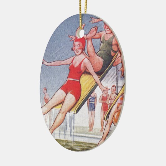 プールパーティーヴィンテージスイミングサマー セラミックオーナメント (左)