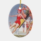 プールパーティーヴィンテージスイミングサマー セラミックオーナメント (正面)