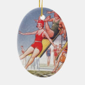 プールパーティーヴィンテージスイミングサマー セラミックオーナメント (裏面)