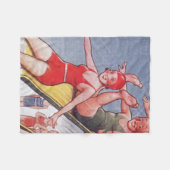 プールパーティーヴィンテージスイミングサマー フリースブランケット (正面(横))