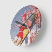 プールパーティーヴィンテージスイミングサマー ラウンド壁時計 (傾斜)