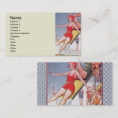 プールパーティーヴィンテージスイミングサマー 名刺 (正面/裏面)