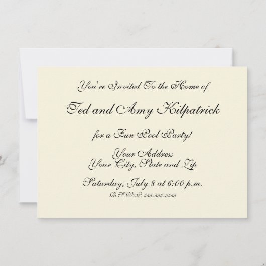 プールパーティーヴィンテージスイミングサマー 招待状 (裏面)