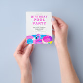 プールパーティー予算誕生日招待状 チラシ (手)