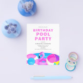 プールパーティー予算誕生日招待状 チラシ (シングル)