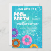 プールパーティー任意の年齢誕生日 招待状 (正面)