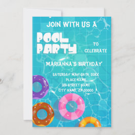 プールパーティー任意の年齢誕生日 招待状