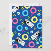 プールパーティー卒業パーティダークブルー背景 招待状 (裏面)