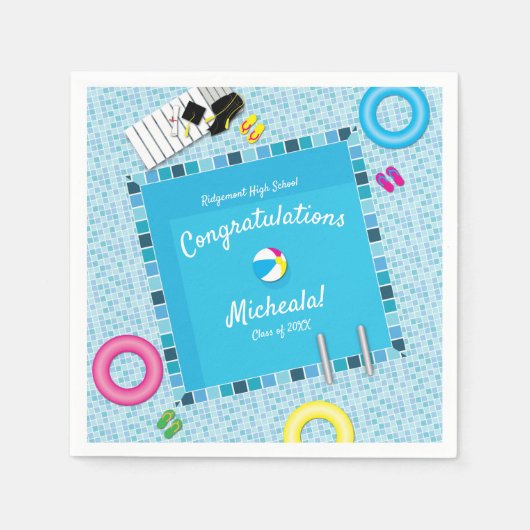 プールパーティー卒業パーティー スタンダードカクテルナプキン (正面)