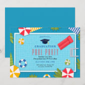 プールパーティー卒業式 招待状 (正面/裏面)