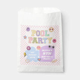 プールパーティー名門私立校風のバーシティパッチ誕生日パーティー フェイバーバッグ