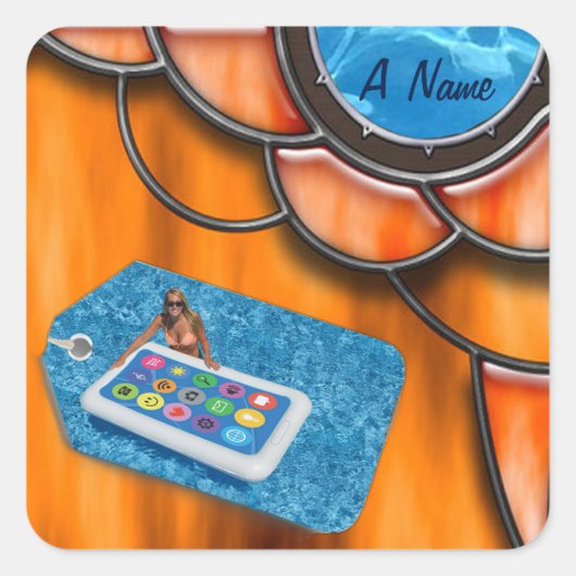 プールパーティー名 スクエアシール (正面)