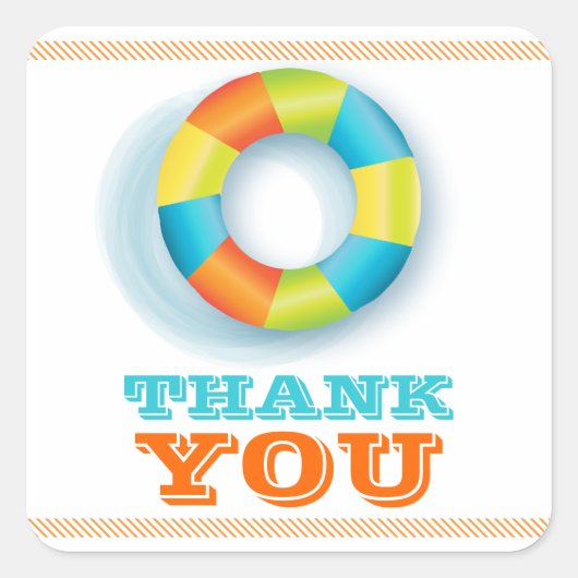 プールパーティー夏のおもしろいのSunステッカー スクエアシール (正面)