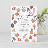 プールパーティー夏のアイテム女の子ベビーシャワー 招待状 (スタンド正面)