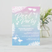 プールパーティー夏の誕生日パーティーへの招待 招待状 (スタンド正面)