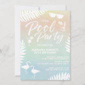 プールパーティー夏の誕生日パーティーへの招待 招待状 (正面)