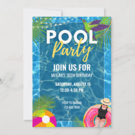 プールパーティー夏誕生日大人10代パーティー 招待状