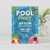 プールパーティー夏誕生日大人10代パーティー 招待状 (スタンド正面)