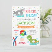 プールパーティー夏誕生日招待状for Boy セーブザデート (スタンド正面)