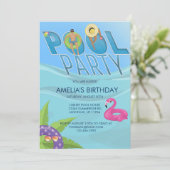 プールパーティー夏 |スイミング誕生日招待状 招待状 (スタンド正面)
