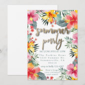 プールパーティー夏BBQ 招待状 (正面/裏面)