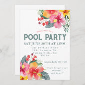 プールパーティー夏BBQ 招待状 (正面/裏面)