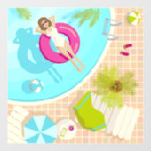 プールパーティー女子ビキニ夏ビーチ ウィンドウサイン (シート)