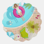プールパーティー女子ビキニ夏ビーチ オーナメントカード (裏面)