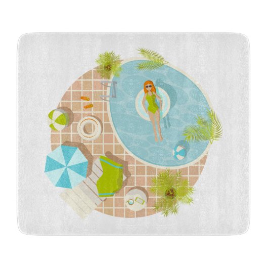 プールパーティー女子ビキニ夏ビーチ カッティングボード (正面)