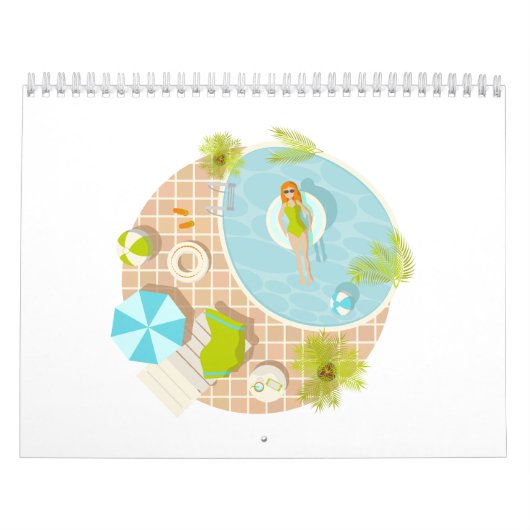 プールパーティー女子ビキニ夏ビーチ カレンダー (カバー)