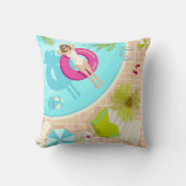 プールパーティー女子ビキニ夏ビーチ クッション (正面)