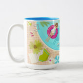 プールパーティー女子ビキニ夏ビーチ ツートーンマグカップ (左)