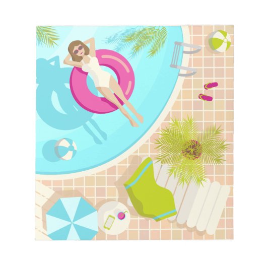 プールパーティー女子ビキニ夏ビーチ ノートパッド (正面)