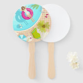 プールパーティー女子ビキニ夏ビーチ ハンドファン (正面&裏面)