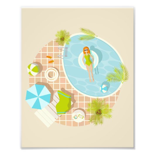 プールパーティー女子ビキニ夏ビーチ フォトプリント            (正面)